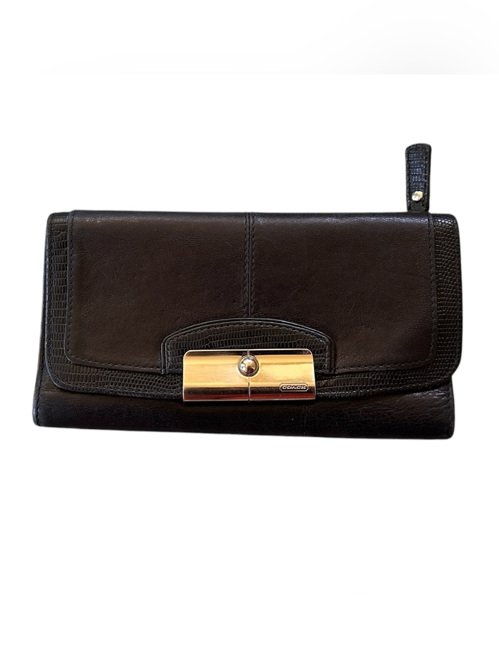 COACH Kristen Black Leather Wallet with Silver Hardware